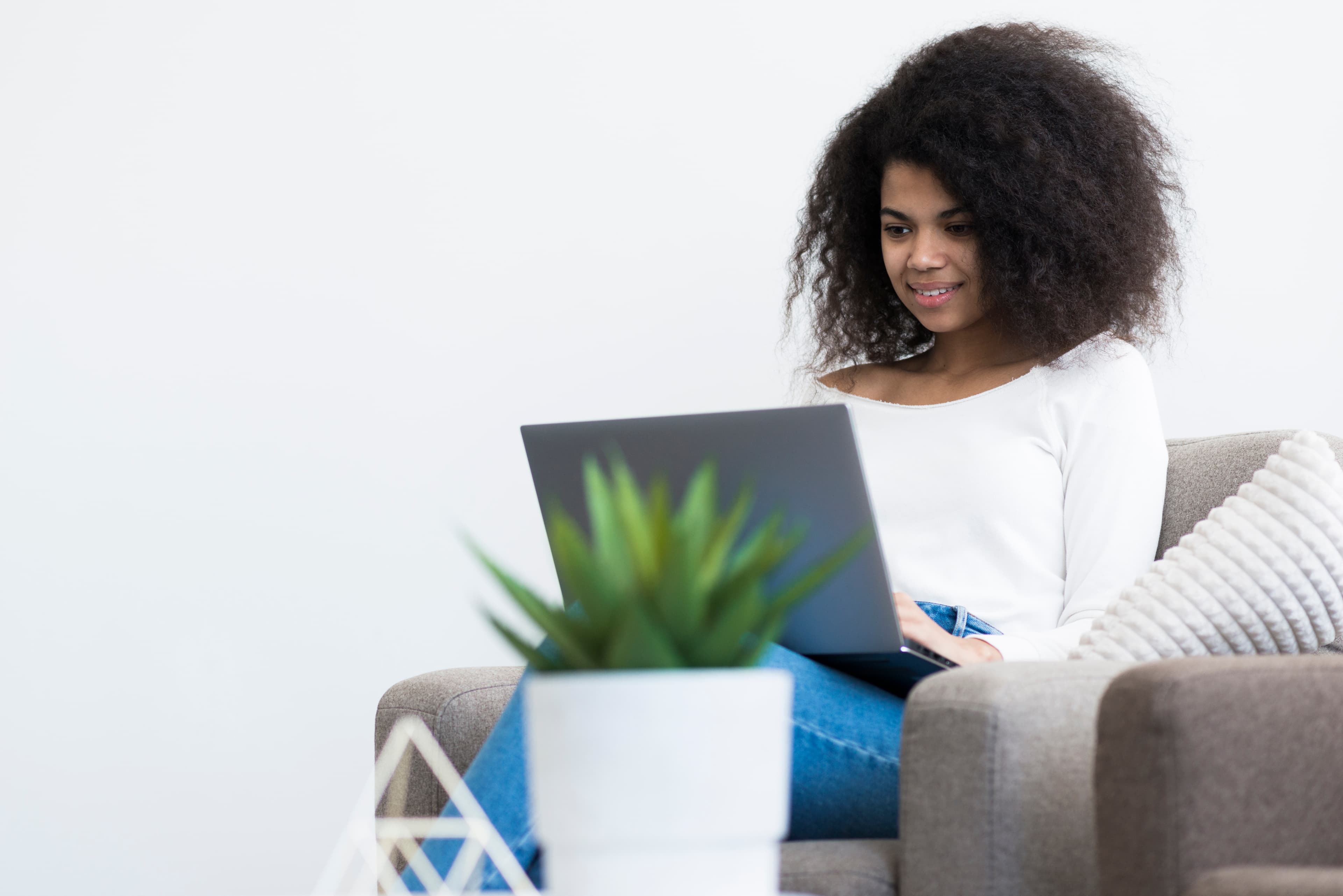 Woman working on laptop